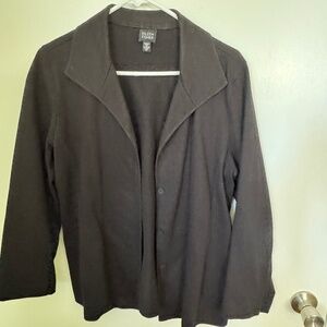 Eileen Fisher 100% Cotton Black Casual Jacket Blazer - Size M